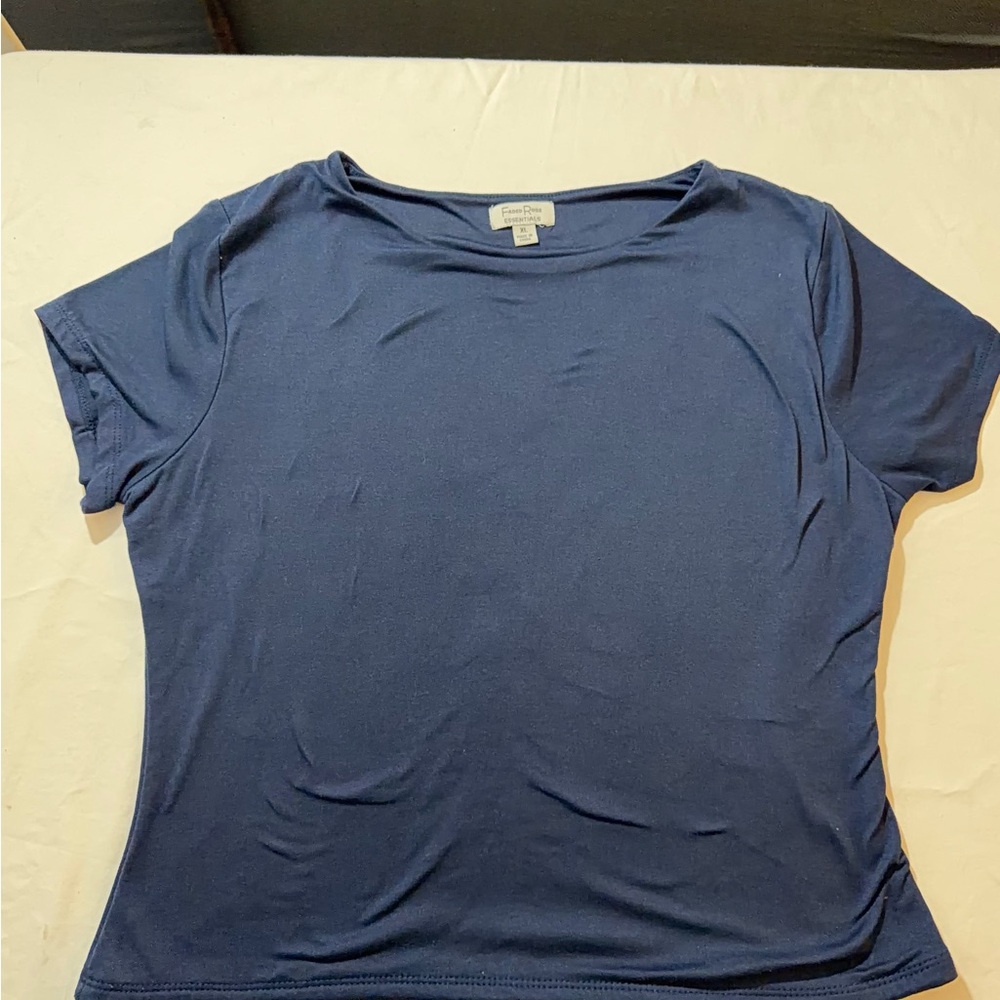 Elegant Navy Short Sleeve Women's Top